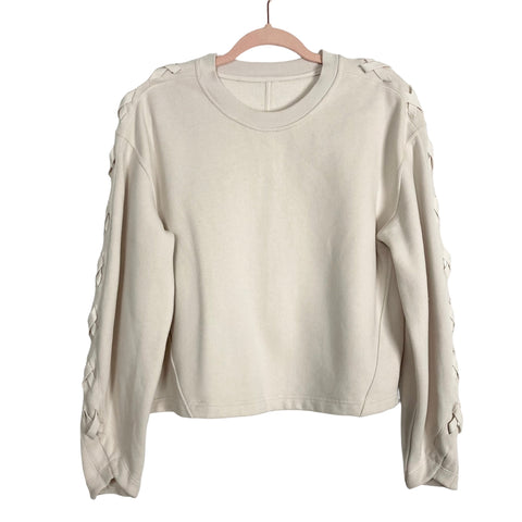 Lululemon Beige Lace Up Sleeves Sweatshirt- Size ~M (see notes)