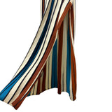 Dee Elly Metallic Brown Blue and White Striped Side Cutout Dress with Slit- Size S