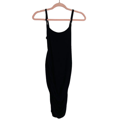 BP Black Ribbed with Ruched Sides Dress- Size S