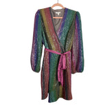 Harlyn Multicolor Striped Sequin Wrap Dress - Size XL