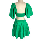 Free People Green Linen Blend with Smocked Crossover Waistband and Open Back Dress- Size M (sold out online)