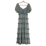 Show Me Your Mumu Sage Printed Ruffle Tiered Cinched Front Smocked Back Dress- Size M (sold out online)