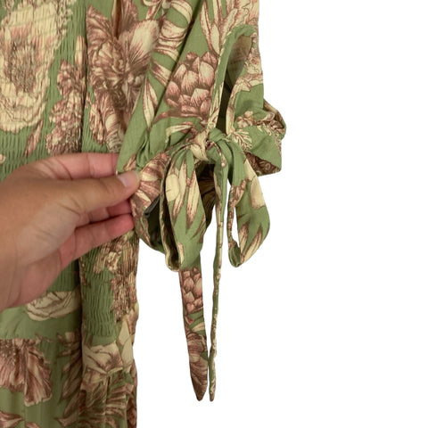 Agua Bendita x Target Green Floral Smocked Bodice Tie Sleeve Dress- Si The Saved Collection Agua Bendita x Target Green Floral Smocked Bodice Tie Sleeve Dress- Si The Saved Collection