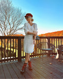 Cupshe Cream Cable Knit V-Neck Sweater Dress- Size S (Sold Out Online)