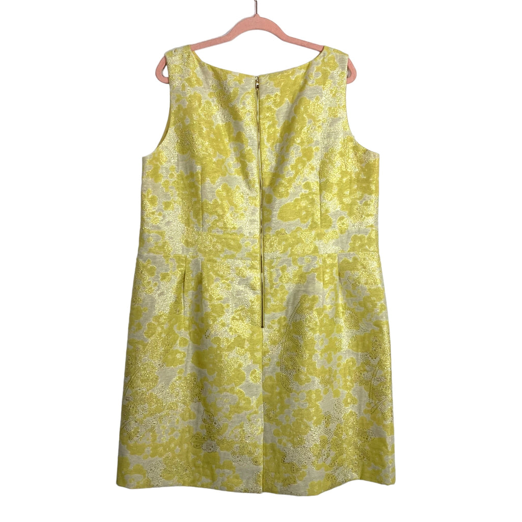 Tahari Arthur S. Levine Yellow Metallic Back Slit Dress- Size 16W The Saved Collection Tahari Arthur S. Levine Yellow Metallic Back Slit Dress- Size 16W The Saved Collection