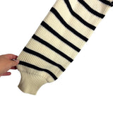 Altar'd State White and Black V-Neck Collared Sweater NWT- Size S