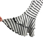 We The Free White/Grey Striped Ruffle Sleeve Top - Size S