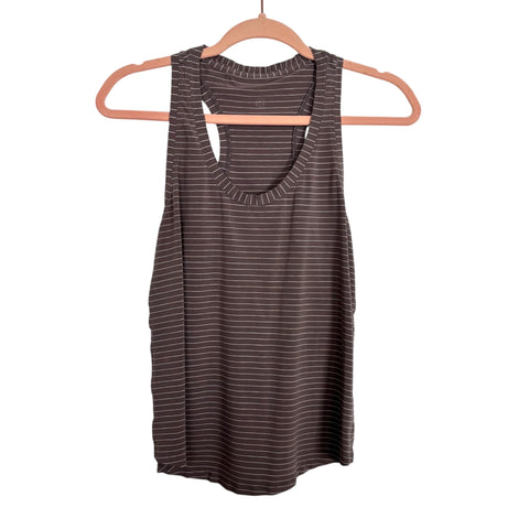 Lululemon Dark Grey/White Striped Racerback Tank - Size ~6 (No Size Tag, Fits Like A 6)