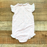 Sun House Children's Light Pink with Slate Flowers Ruffle One Piece- Size 4