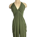 Cupshe Olive Gauze Tie Neck Halter Jumpsuit- Size S