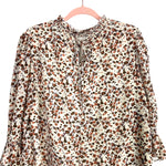 Hayden Cream Browns Floral Print Mock Neck Back Tie Dress- Size L