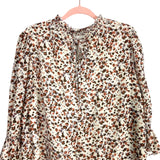 Hayden Cream Browns Floral Print Mock Neck Back Tie Dress- Size L
