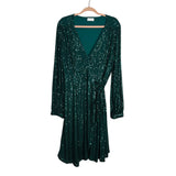 Pink Desert Emerald Green Sequin Wrap Dress - Size 2X (Sold Out Online!)