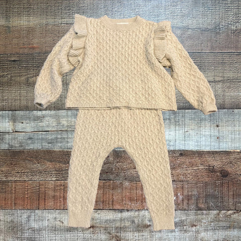 Rylee + Crew Sage Knit Ruffle Sweater and Pant Set- Size 18-24M