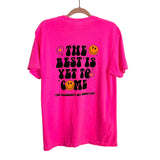 Comfort Colors Neon Pink Smiley Face Channing’s Joy Foundation Tee- Size M