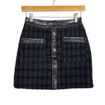 En Saison Black Tweed Faux Leather Trim Mini Skirt - Size XS (We Have Matching Top!)