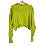 Free People Neon Green Mock Neck Cropped Sweater- Size S (See Notes)