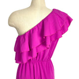 No Brand Fuschia One Shoulder Ruffle Dress- Size L