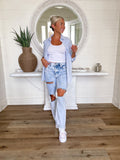 Amazon Essentials Blue and White Striped Button Up Top- Size S