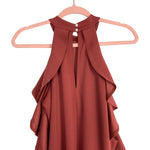 Pink Blush Maternity Rust Ruffle Cold Shoulder Dress- Size M