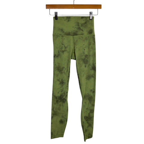 Lululemon Light Green Tie Dye High Waisted Leggings - Size 2 (Inseam 24")