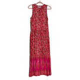 R. Vivimos Red and Pink Floral Button Up Dress- Size M 8/10 (sold out online)