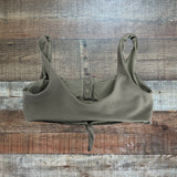 No Brand Dark Gray Ribbed with Front Knot Padded Bikini Top- Size L (see notes)