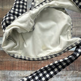 ELE SWIMS Black and White Check Front Knot Bikini Top- Size S (see notes)