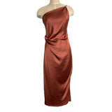 Petal + Pup Rust Satin One Shoulder with Back Slit Luella Midi Dress- Size 4