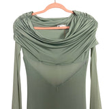 Meshki Basil Kaitlin One Shoulder Slinky and Mesh Maxi Dress NWT- Size M