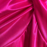 No Brand Hot Pink Shimmery Satin Twist Front with Faux Wrap Skirt Dress- Size XL (see notes)