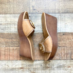 Tory Burch Camel Leather Wedge Slip On Sandals- Size 10 (see notes)