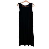 Croft & Barrow Black Smocked Bodice with Diamond Textured Knit Bottom Sleeveless Dress- Size L