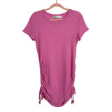 Free People Beach Pink Textured Knit with Cinched Sides and Wooden Bead Ties Dress/Cover Up- Size S