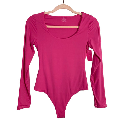 Pumiey Pink Scoop Neck Long Sleeve Bodysuit NWT- Size M