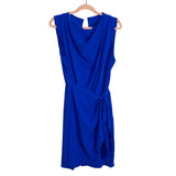 No Brand Royal Blue Drape Neckline Faux Wrap Dress- Size L (see notes)