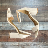 Sam Edelman White Scalloped Strap Heeled Sandals- Size 9.5 (see notes)