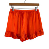 No Brand Orange Satin Ruffle Shorts and Cami Pajama Set- Size L (sold as a set)