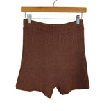No Brand Brown Sleeveless High Side Slit Top + Shorts - Size S