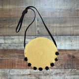 Stella & Dot Round Pom Pom Trim Handbag