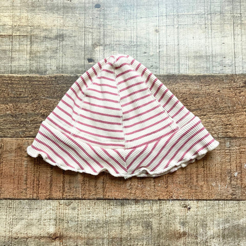 Maison Me Baby Beige/Magenta Striped Baby Hat- Size 0-6M