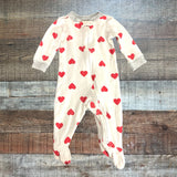 Carter's White with Red Hearts Zip Up Footie Outfit- Size 6M