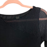 H:ours Black/Black Metallic Sheer Color Block Bodysuit- Size M (see notes)