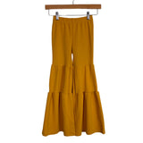 Shein Mustard Tiered Ruffle Bell Bottoms-Size 8Y (see notes)