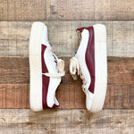 Yebo Maroon Striped Vegan Leather Sneakers- Size 6