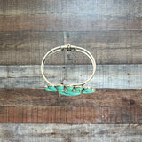 Carly Jean Los Angeles Turquoise Jeweled Oval Hinge Open & Close Bracelet