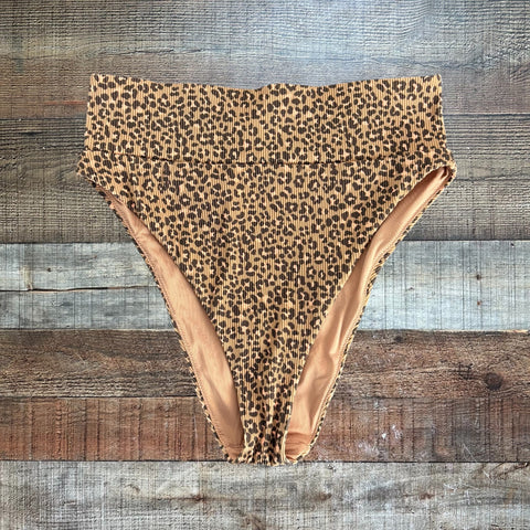 Aerie Carmel Animal Print High Cut Cheeky Swim Bottoms - Size M (We Have Matching Top!)