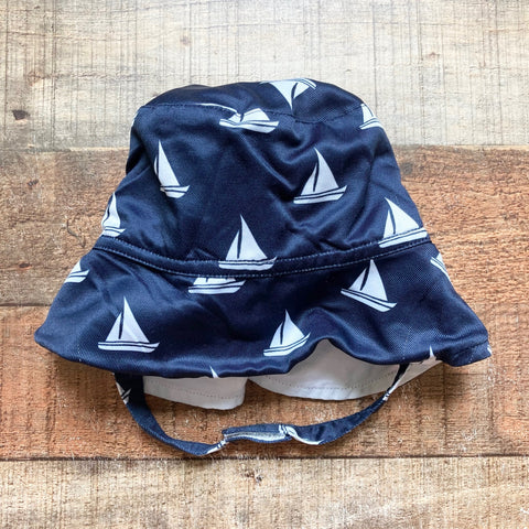 Monica + Andy Navy Sailboats Sun Hat- Size S