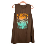 No Brand Brown Forever Chasing Sunsets Tank Dress/Cover Up- Size S