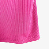 No Brand Pink Ribbed with Cinched Cap Sleeves Top- Size ~L (see notes)